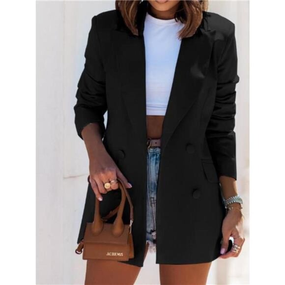 Double-Breasted Long Sleeve Blazer - Picture 4 of 15